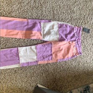 purple and pink patch jeans